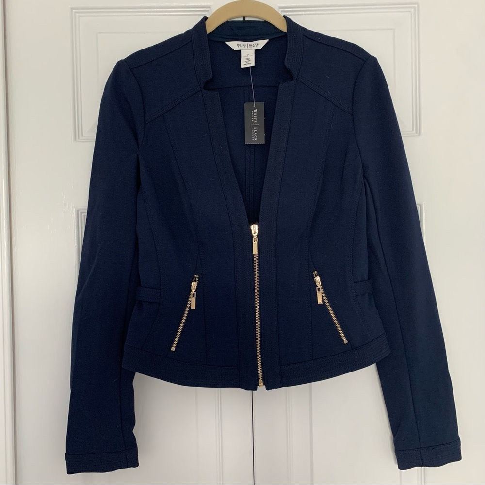 WHBM Navy Cropped Blazer
